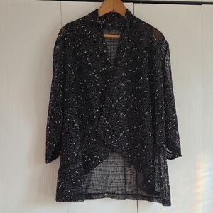 Lulu B black tweedy mesh cardigan L